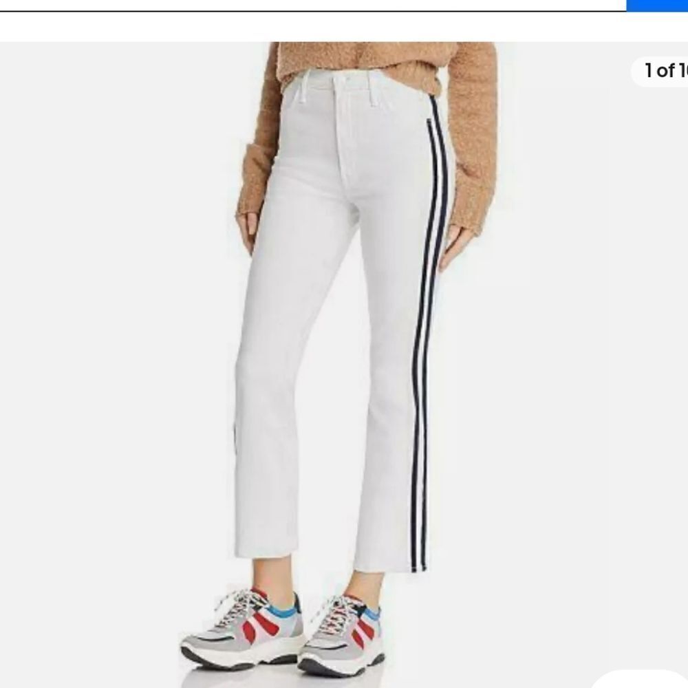 Mother Denim the Hustler ankle glass sleeper racer jeans white black - Picture 16 of 16
